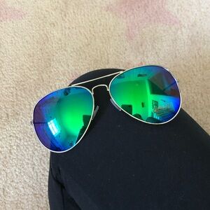 Aviator Sunglasses with Blue and Green Lenses
